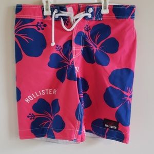 Hollister pink and blue men's swim trunks med